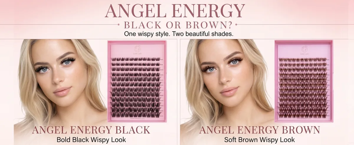 Clusterwimpers Angel Energy in zwart en bruin